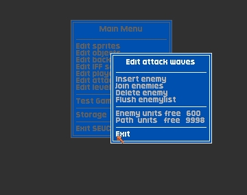 The Attack Waves menu