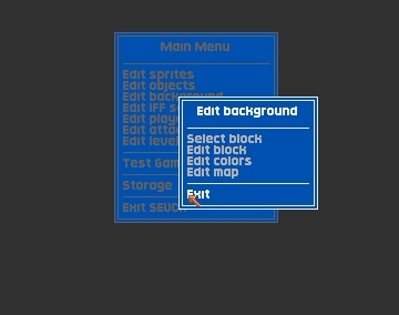 The EDIT BACKGROUND menu